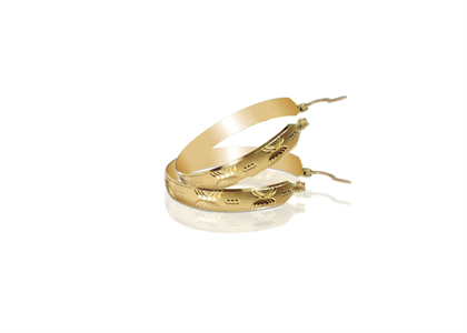 Gold Plated | Diamond Cut Bangle Earrings Without V